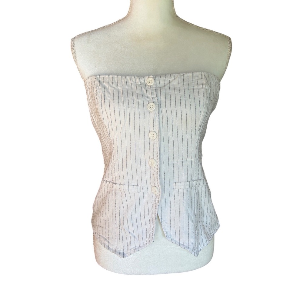 Wild Fable Tube Top black Pinstripe on Cream Excellent Dark Academia Vest M